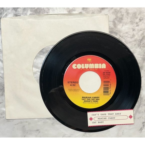 Mariah Carey Can't Take That Away / Crybaby 90s 45 Hip Hop Pop Columbia VG+ - Picture 3 of 6